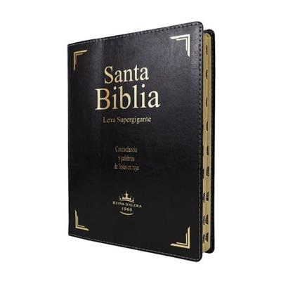 Biblia RVR60  Letra Super Gigante Indice Negro (Flexible Imitación Piel Negro) [Biblia]