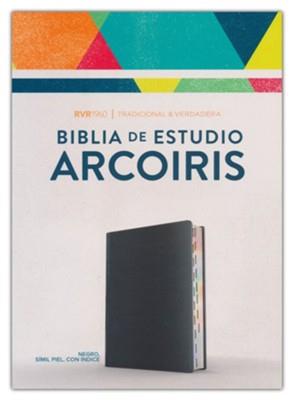 Biblia De Estudio/RVR60/Arcoiris/Negro/Semil-Piel/Indice/Nueva