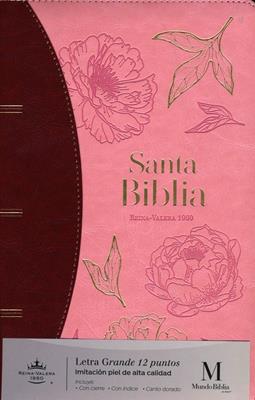 Biblia/RVR1960/Manual/Letra Grande/Cierre/Bitono/Marron-Rosa/Floral