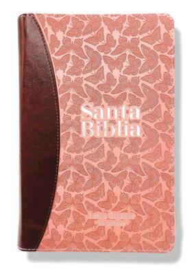 Biblia RVR60/Letra Gigante/Cafe/Rosa Con Mariposas