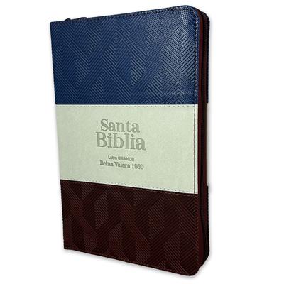 Biblia RVR60/065LG/czti/Tricolor Azul/Gris/Marron