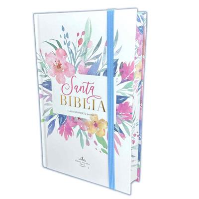 Biblia RVR60/Manual/Letra Grande/Tapa Dura/Elástico/Canto/Flores Azul
