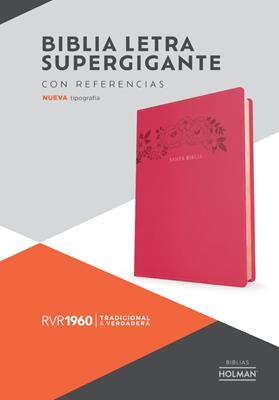Biblia RVR60/ Letra Super Gigante/ Fucsia Floral/ Simil Piel