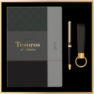 Agenda Estuche Tesoros De Sabiduria Negro/ Llavero/ Boligrafo