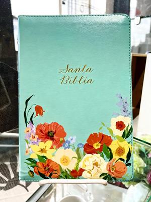 Biblia RVR60/ Manual L.G/ Menta Flores/ Cierre Indice
