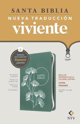 Biblia NTV Referencia En Columna/ Verde Cierre/ L.G con Filament