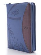 Biblia RVC Tamaño Mediano con Cierre Azul-Vinotinto Canto Plateado (Flexible Imitación Piel con Cierre) [Bíblia]