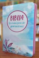 Biblia RVR/Forro Cierre /Flor Rosada-Azul/La Verdad Para Las Generaciones (Vinilo con Cierre)