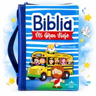 Biblia RVR6045cz/ Mi Gran Viaje Azul/ Rayas Con Manija (Símil Piel)