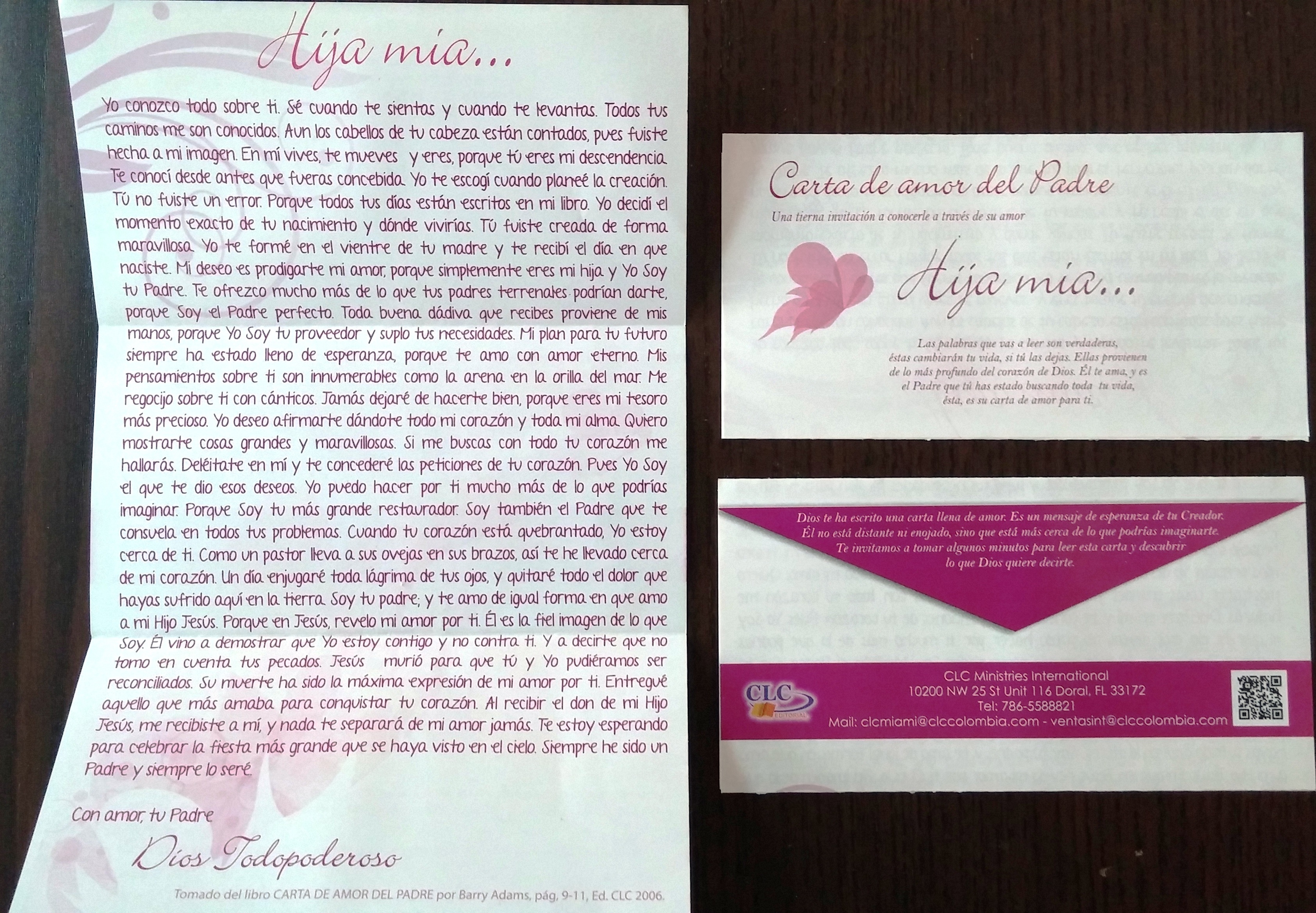 Carta de Amor del Padre para Mujeres x 100 unid