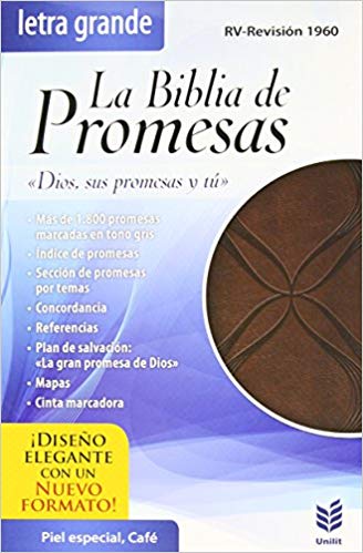 Biblia Promesas Letra Grande Piel Especial Cafe