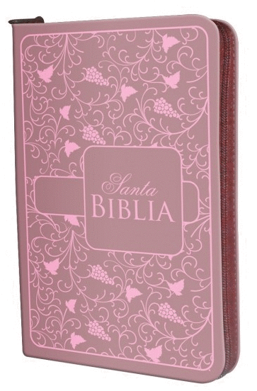 Biblia Económica Letra Grande Con Cierre Rosada