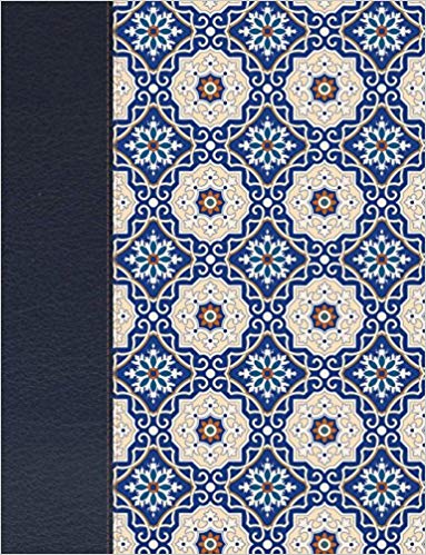 Biblia De Apuntes Piel Fabricada  Mosaico Crema Y Azul