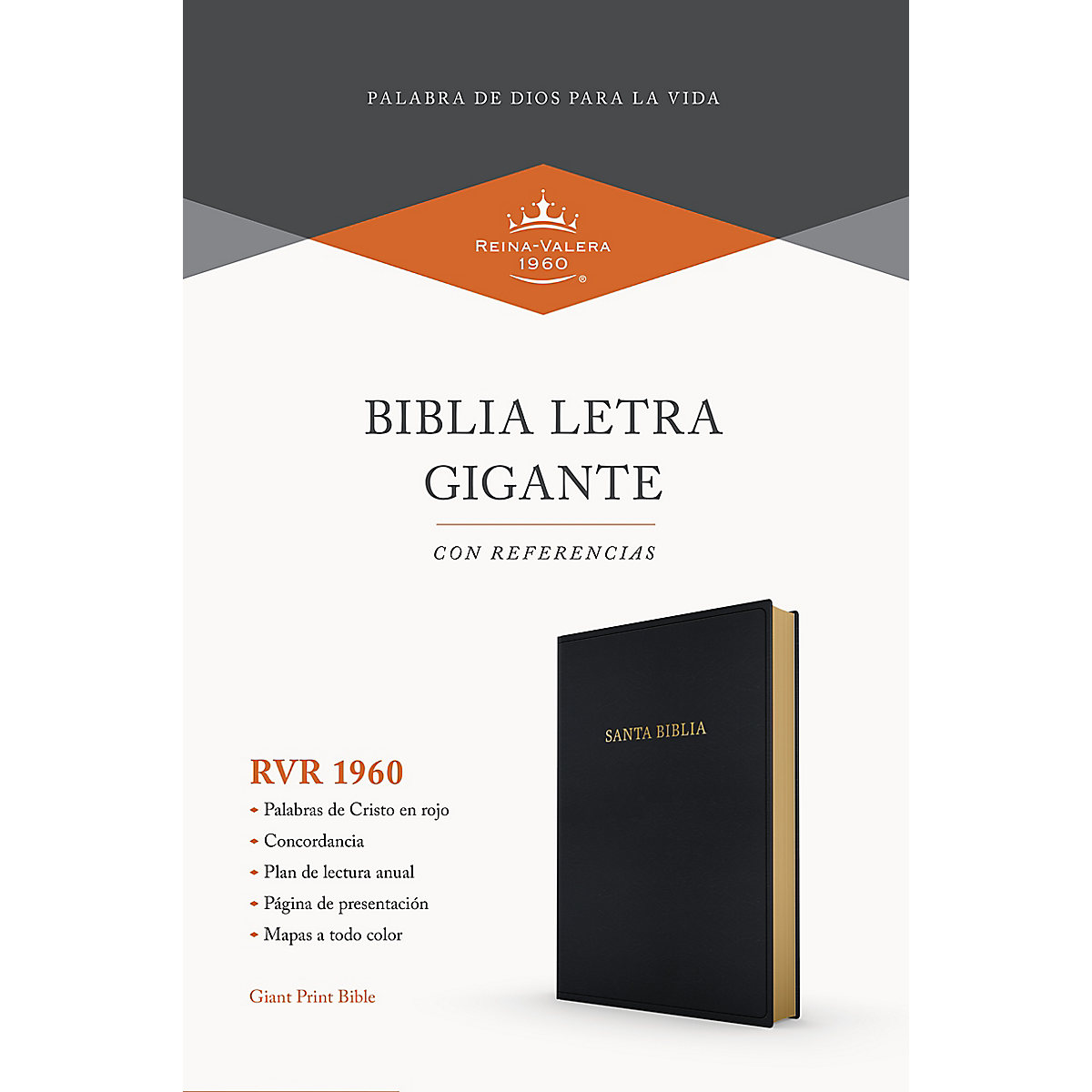Biblia RVR60/Letra Gigante/Referencias/Negro/Imitacion Piel