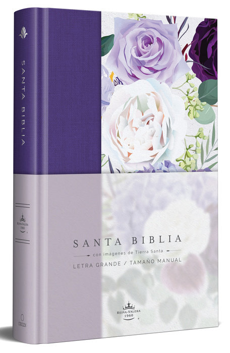 Biblia RVR60/Letra Grande/Tamaño Manual/Tapa Dura/Tela Morada Con Flores