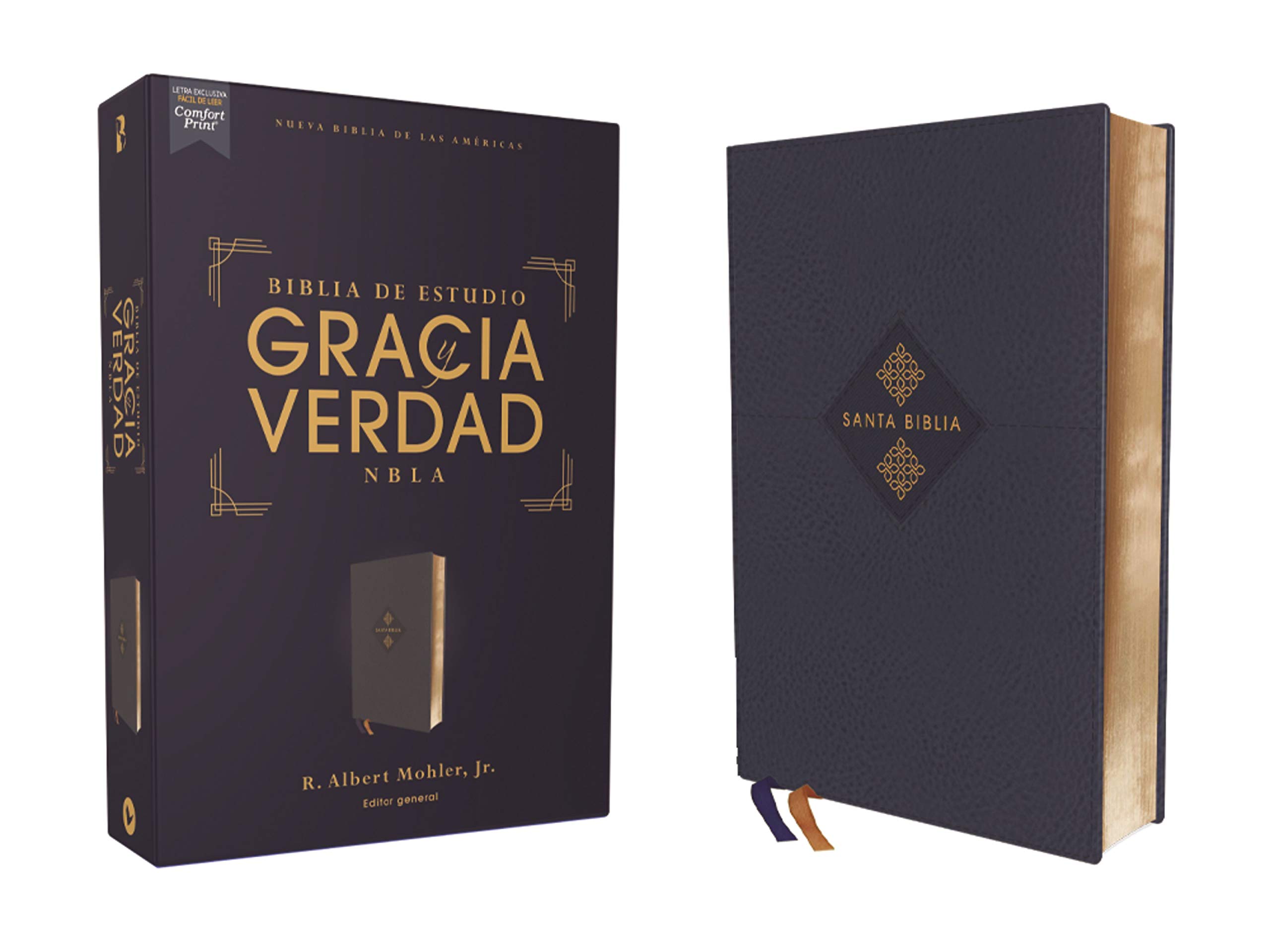 Biblia De Estudio NBLA/Gracia Y Verdad/Leathesoft/Azul Marino