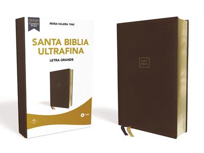 RVR60 Santa Biblia Ultrafina Letra Grande, Leathersoft Café