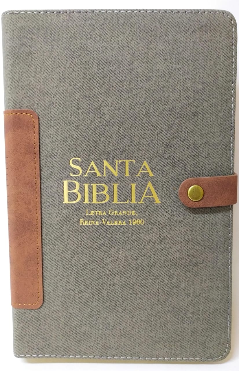 Biblia/RVR1960/Manual/Bitono/Broche/Vintage/Gris-Cafe