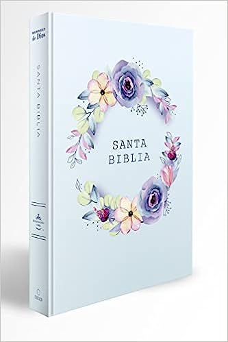 Biblia RV60/Nombres De Dios/Letra Grande/Tamaño Manual/Tapa Dura/Flores Azules