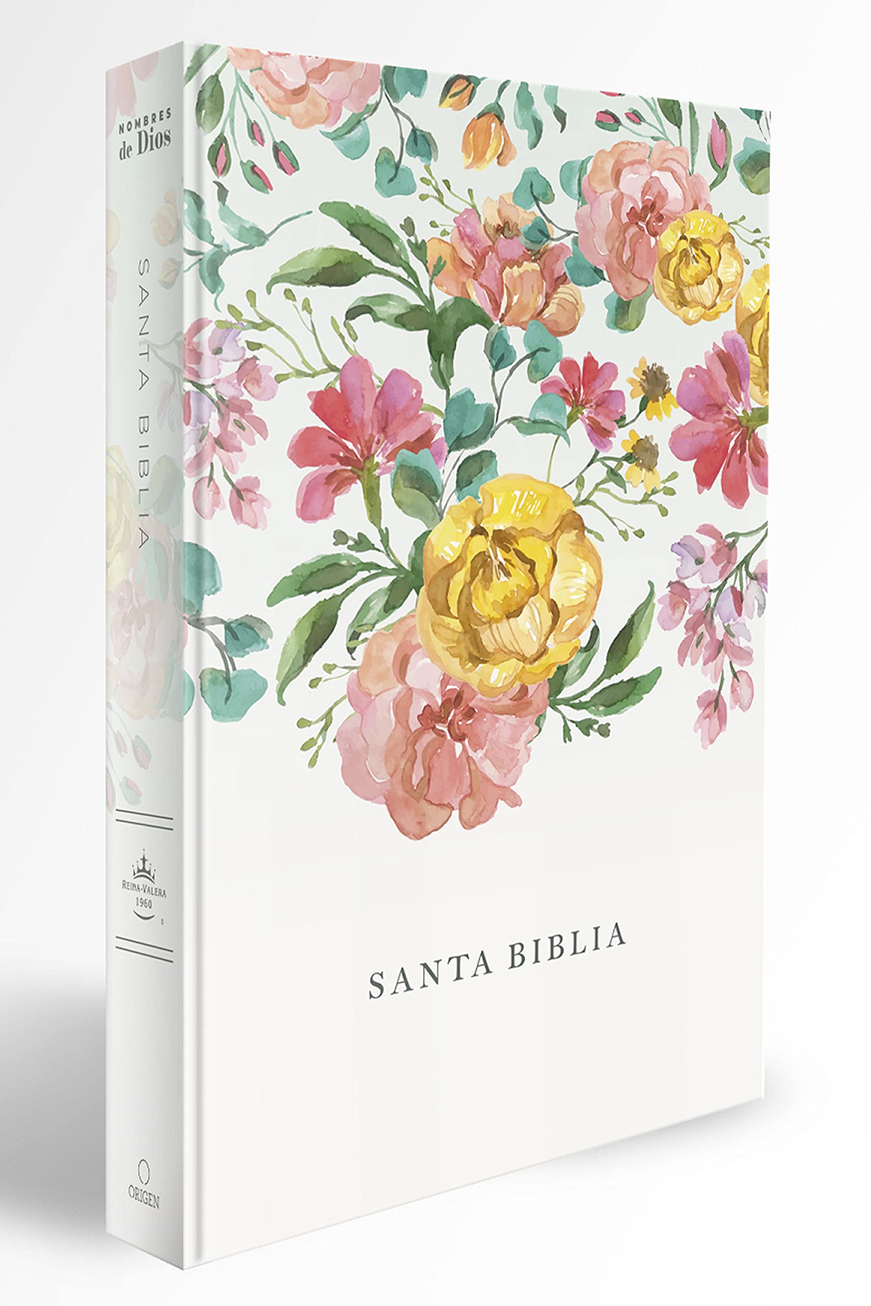 Biblia RV60/Nombres De Dios/Letra Grande/Tamaño Manual/Tapa Dura/Flores Naranja