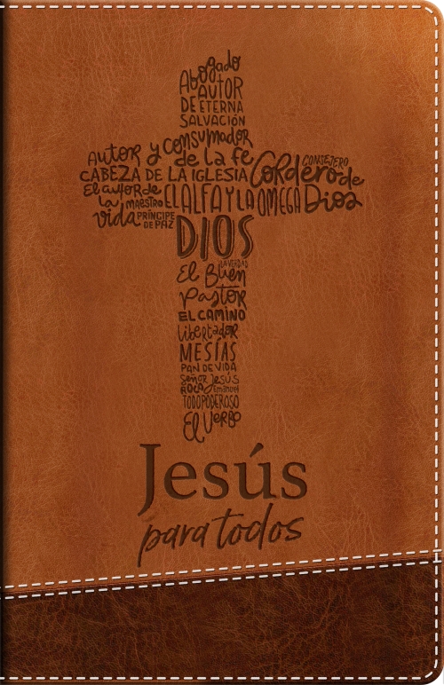 Santa Biblia de Promesas RVR-1960, Jesús para todos, Letra Grande / Tamaño Manual, Piel especial con índice, Café