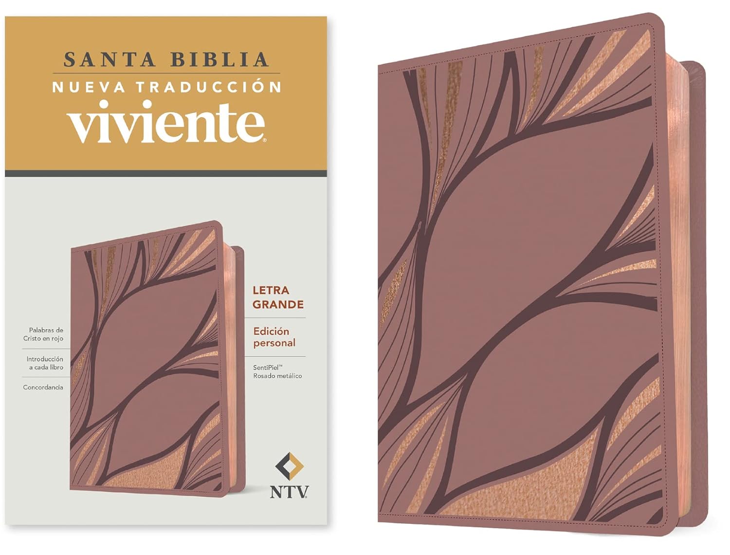Biblia NTV/Edición Personal/Letra Grande/Rosado Metálico