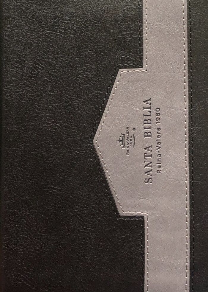 Biblia RVR60/025czti/Elegante Negro/Gris/Imitacion Piel Alta Calidad