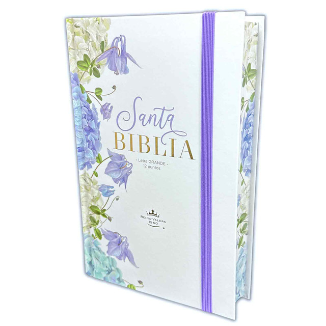 Biblia RVR60/Manual/Letra Grande/Tapa Dura/Elástico/Canto/Flores Lila