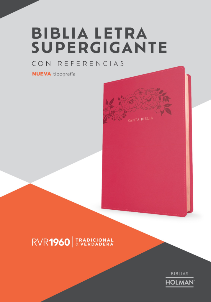 Biblia RVR60/ Letra Super Gigante/ Fucsia Floral/ Simil Piel