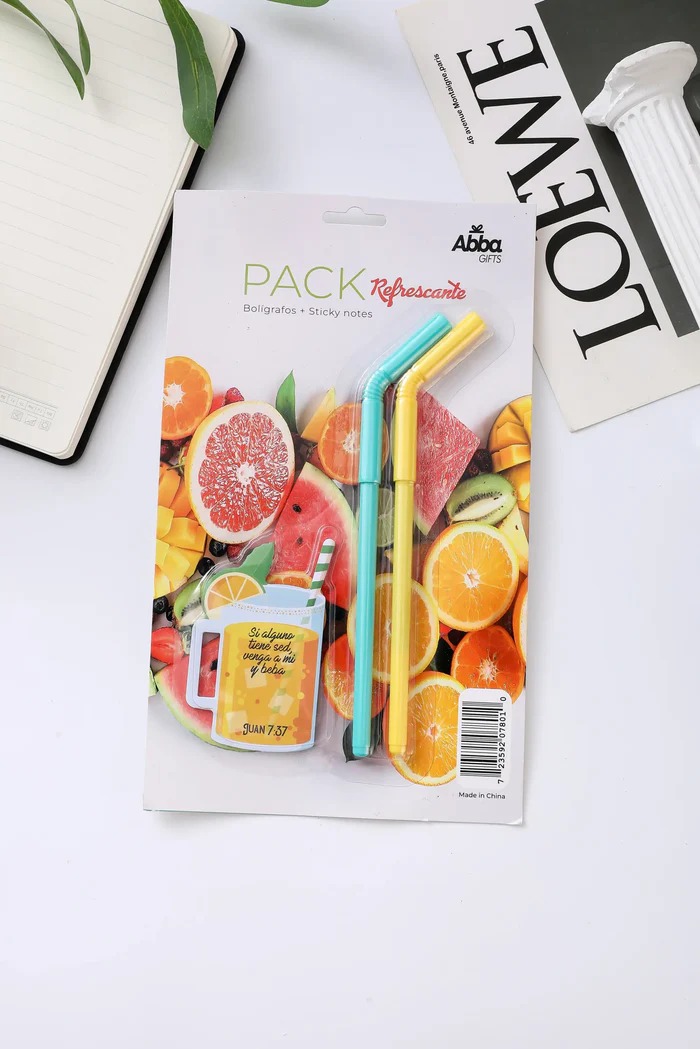Boligrafo Creativo Duo + Porta Notas/ Refrescante Naranja