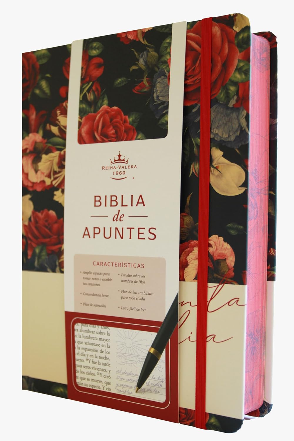 Biblia RVR60 Apuntes/ Azul Oscuro Flores TD Canto Pintado