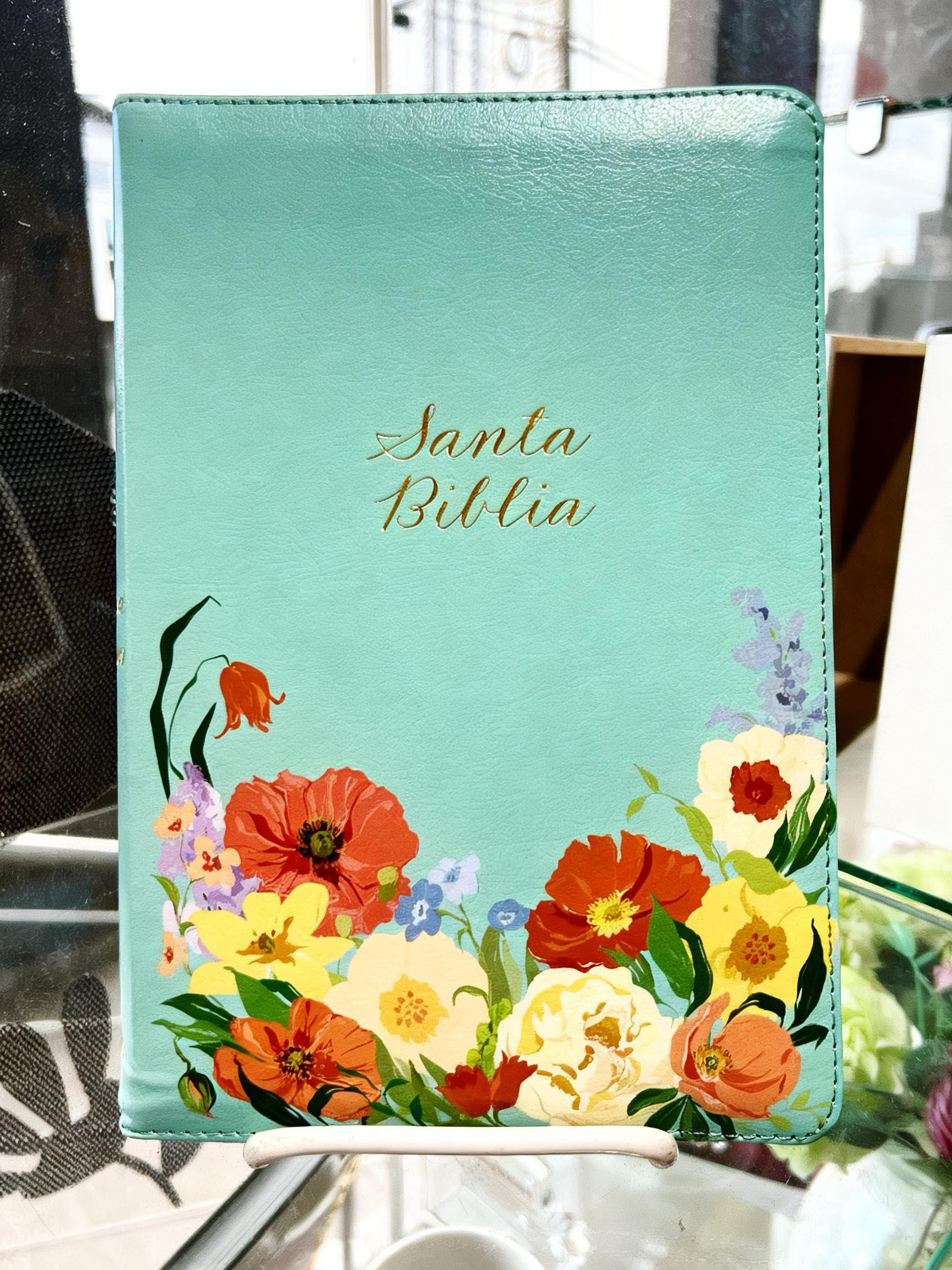 Biblia RVR60/ Manual L.G/ Menta Flores/ Cierre Indice