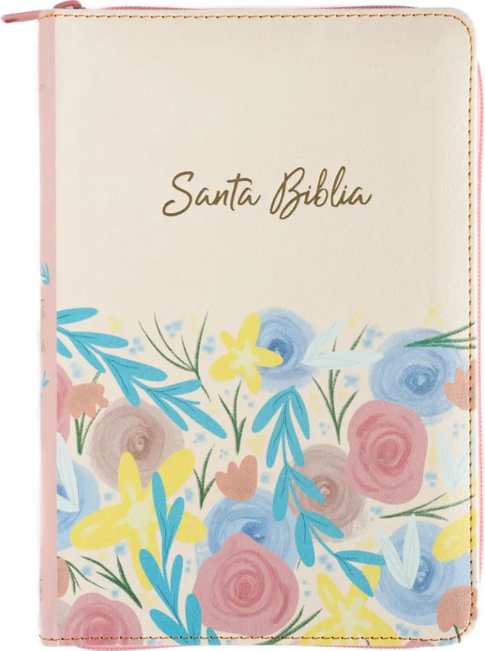 Biblia RVR60/ Manual L.G/ Beige Flores/ Cierre Indice