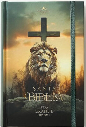 Biblia RVR6065c/ Leon de Juda Cruz/ Negra Tapa Dura Elastico